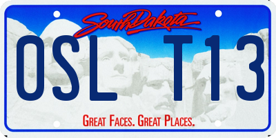 SD license plate 0SLT13