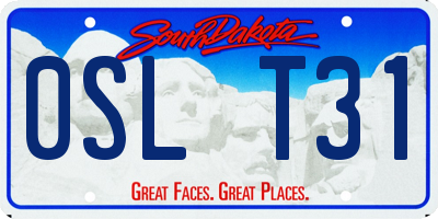 SD license plate 0SLT31