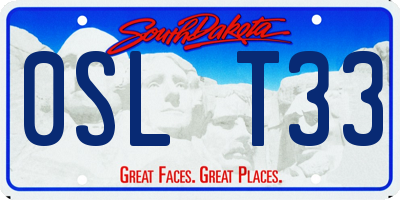 SD license plate 0SLT33