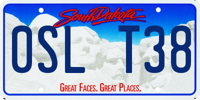 SD license plate 0SLT38