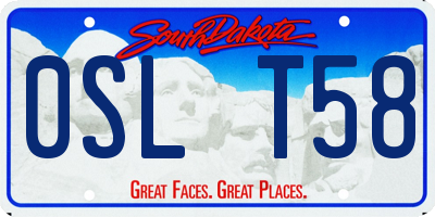 SD license plate 0SLT58