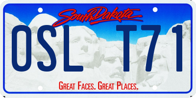 SD license plate 0SLT71