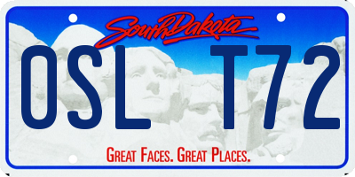 SD license plate 0SLT72