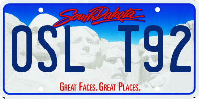 SD license plate 0SLT92