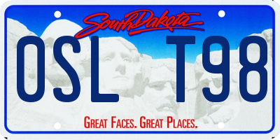 SD license plate 0SLT98