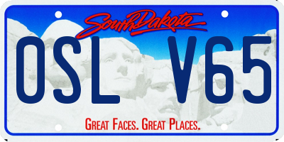 SD license plate 0SLV65