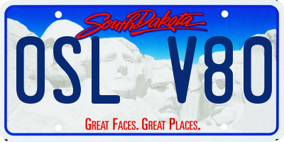 SD license plate 0SLV80