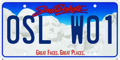 SD license plate 0SLW01