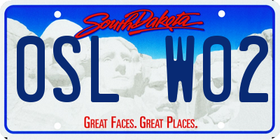 SD license plate 0SLW02