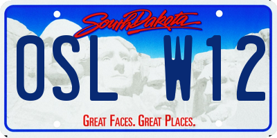 SD license plate 0SLW12