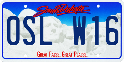 SD license plate 0SLW16