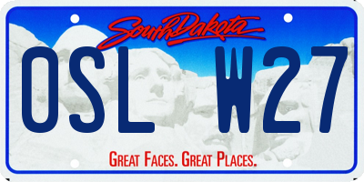 SD license plate 0SLW27
