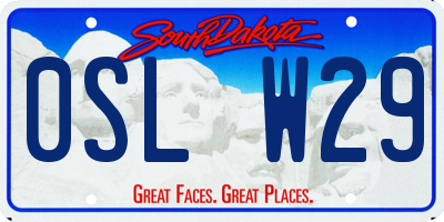 SD license plate 0SLW29