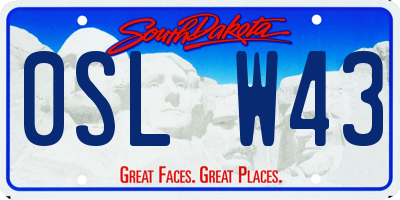 SD license plate 0SLW43