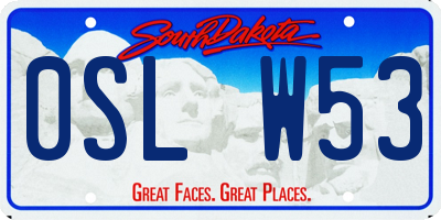 SD license plate 0SLW53