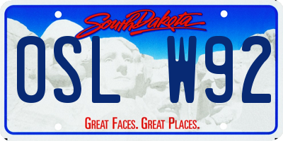 SD license plate 0SLW92