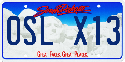 SD license plate 0SLX13