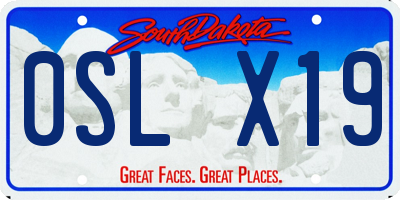 SD license plate 0SLX19