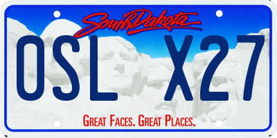 SD license plate 0SLX27