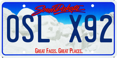 SD license plate 0SLX92