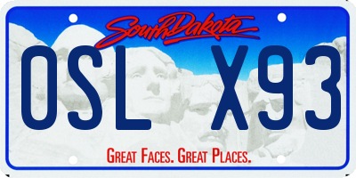 SD license plate 0SLX93