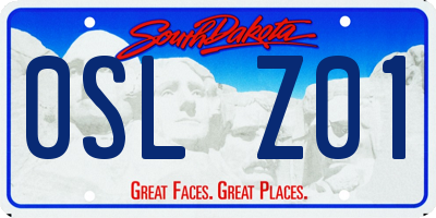 SD license plate 0SLZ01