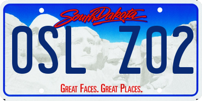 SD license plate 0SLZ02