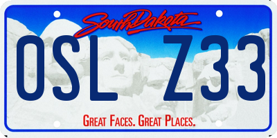 SD license plate 0SLZ33