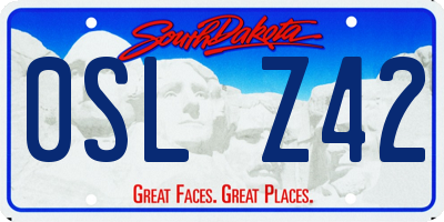 SD license plate 0SLZ42