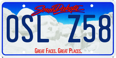 SD license plate 0SLZ58