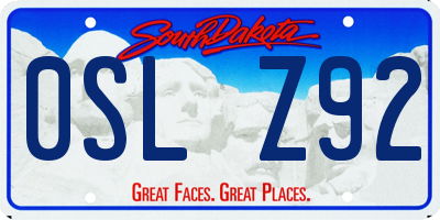 SD license plate 0SLZ92
