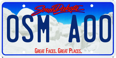 SD license plate 0SMA00