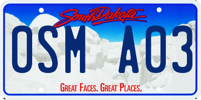 SD license plate 0SMA03
