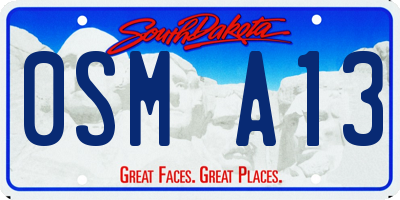 SD license plate 0SMA13