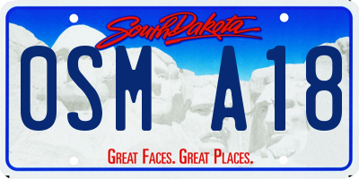 SD license plate 0SMA18