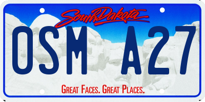 SD license plate 0SMA27