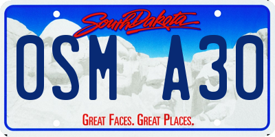 SD license plate 0SMA30