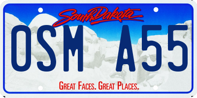 SD license plate 0SMA55