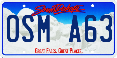 SD license plate 0SMA63