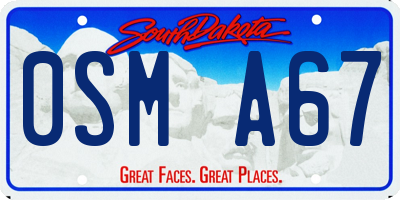 SD license plate 0SMA67