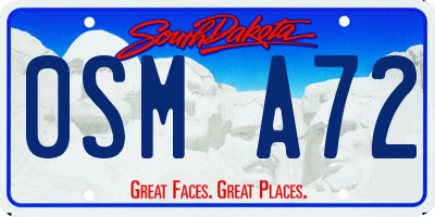 SD license plate 0SMA72