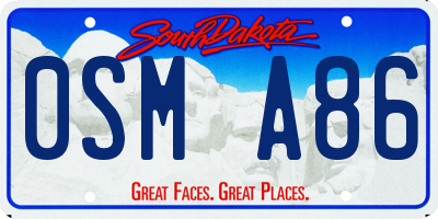 SD license plate 0SMA86