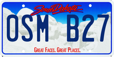 SD license plate 0SMB27