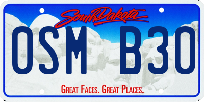 SD license plate 0SMB30