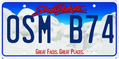 SD license plate 0SMB74