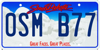 SD license plate 0SMB77