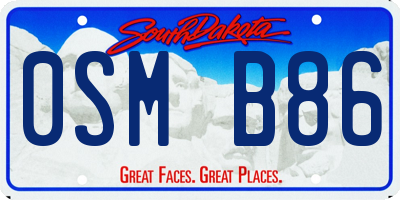 SD license plate 0SMB86