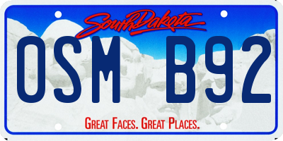 SD license plate 0SMB92