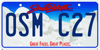 SD license plate 0SMC27