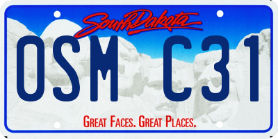 SD license plate 0SMC31